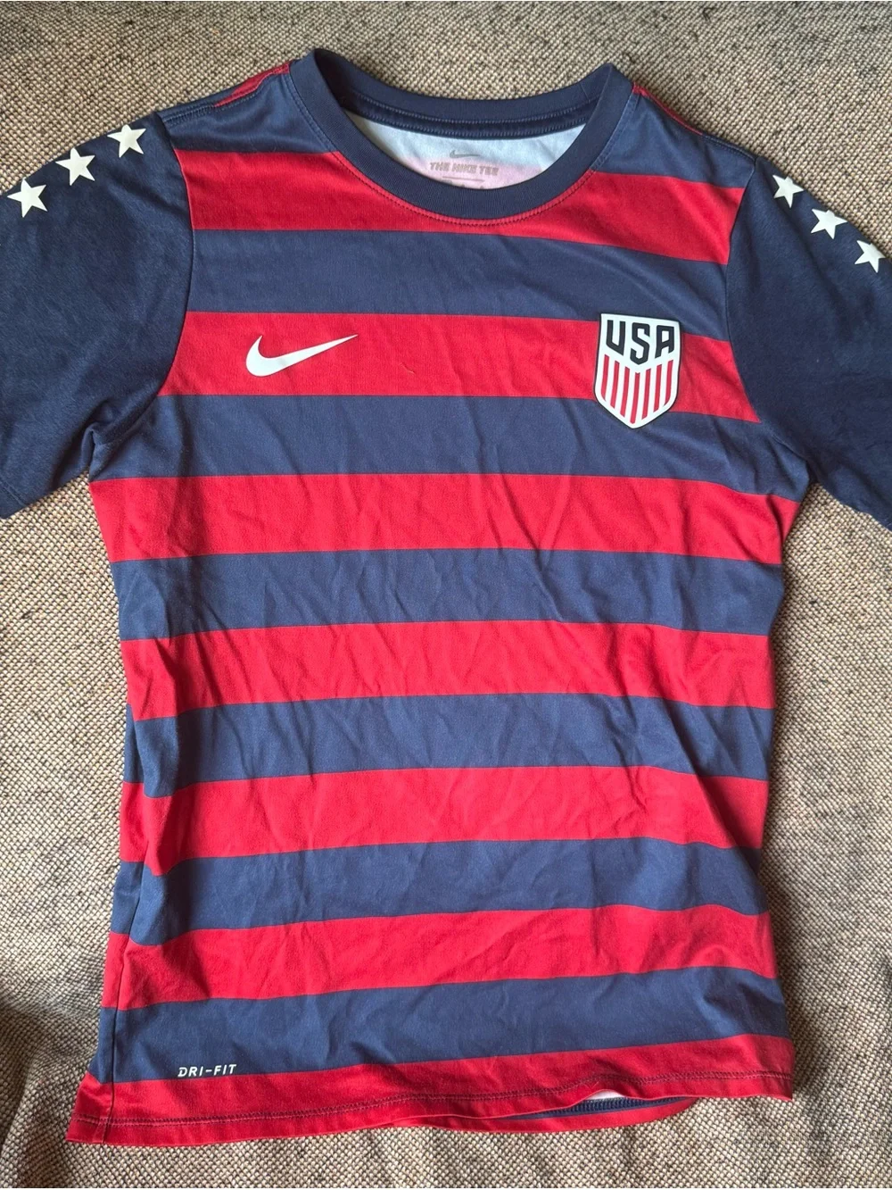 Nike Kids' USA Red & Navy Striped Performance Tee